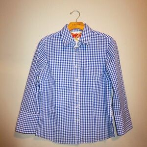 J. MCLAUGHLIN But White Gingham Check Button Down Top Shirt Size Buttondown S